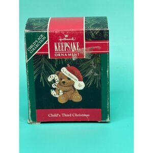 Hallmark Child's Third Christmas Bear Ornament 1992 Vintage Holiday Collection